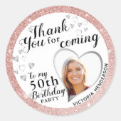 Elegant 50e verjaardag Favor Roos Gold Hartelijk d Ronde Sticker (Voorkant)