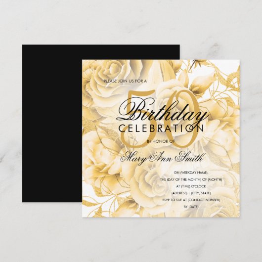 Elegant 50e verjaardag Floral Gold (Voorkant / Achterkant)