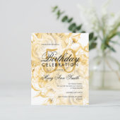 Elegant 50e verjaardag Floral Gold White Invite (Staand voorkant)