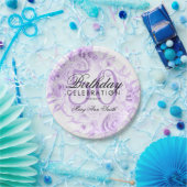 Elegant 50e verjaardag Floral Paars White Papieren Bordje (Feest)