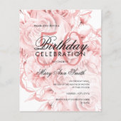 Elegant 50e verjaardag Floral Roos Gold Invite Flyer (Voorkant)