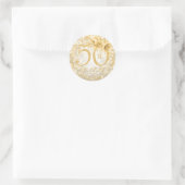 Elegant 50e verjaardag Glam Licht Gold Ronde Sticker (Tas)