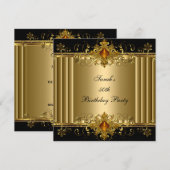 Elegant 50e verjaardag Gold Black Art Deco Jewel Kaart (Voorkant / Achterkant)