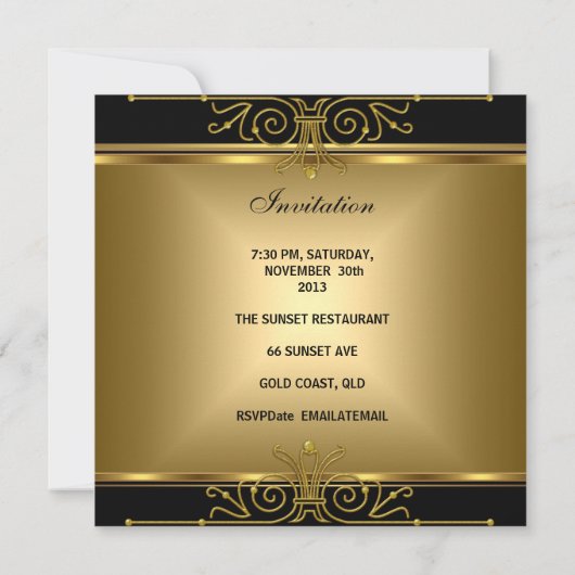 Elegant 50e verjaardag Gold Black Art Deco Kaart (Achterkant)