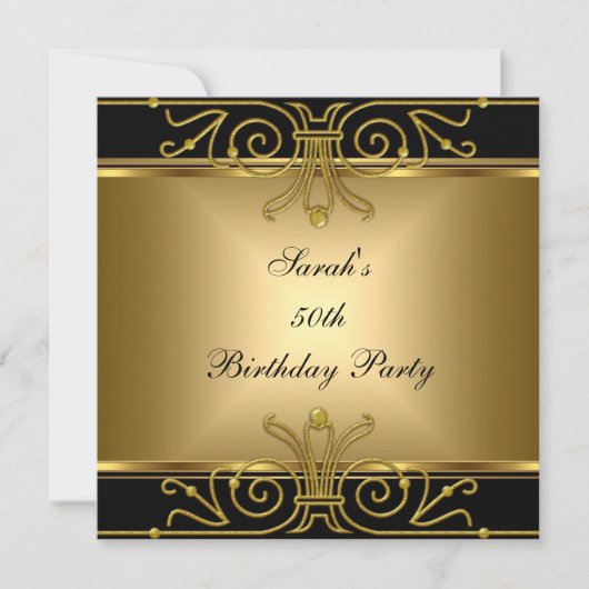 Elegant 50e verjaardag Gold Black Art Deco Kaart (Voorkant)