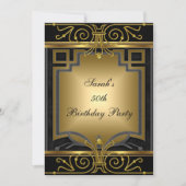 Elegant 50e verjaardag Gold Black Art Deco Kaart (Voorkant)