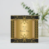 Elegant 50e verjaardag Gold Black Art Deco Kaart (Staand voorkant)