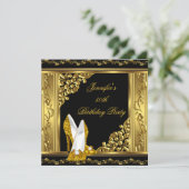 Elegant 50e verjaardag Gold Black Gold High Heels Kaart (Staand voorkant)