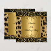 Elegant 50e verjaardag Gold Black Leopard Kaart (Voorkant / Achterkant)
