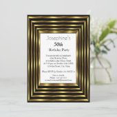Elegant 50e verjaardag Gold Black White Kaart (Staand voorkant)