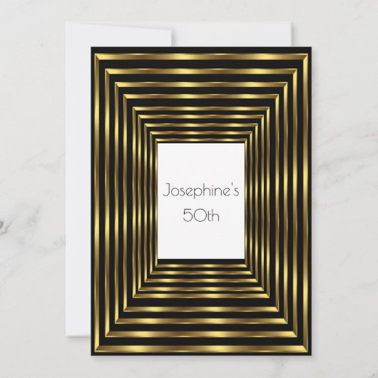 Elegant 50e verjaardag Gold Black White Kaart (Achterkant)