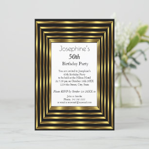 Elegant 50e verjaardag Gold Black White Kaart
