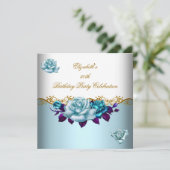 Elegant 50e verjaardag Gold Blue Rozen Kaart (Staand voorkant)