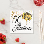 Elegant 50e verjaardag Gold Confetti zwarte tekst Servet (Insitu)