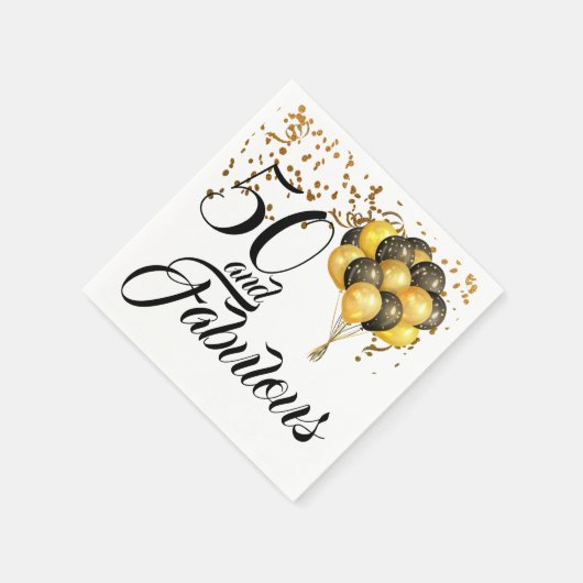 Elegant 50e verjaardag Gold Confetti zwarte tekst Servet (Hoek)