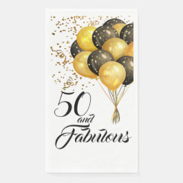 Elegant 50e verjaardag Gold Confetti zwarte tekst Servet