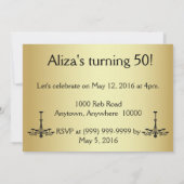 Elegant 50e verjaardag Gold en zwarte uitnodiging (Achterkant)