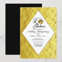 Elegant 50e verjaardag Gold Foil Black Typografie Kaart