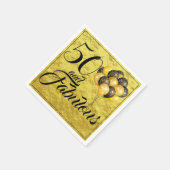 Elegant 50e verjaardag Gold Foil Black Typografie Servet (Hoek)