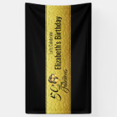 Elegant 50e verjaardag Gold Foil Black Typografie Spandoek (Verticaal)