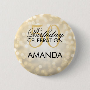 Elegant 50e verjaardag Gold Glitter Lichten Ronde Button 5,7 Cm