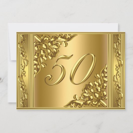 Elegant 50e verjaardag Gold Golden 50 Lijst Kaart (Voorkant)