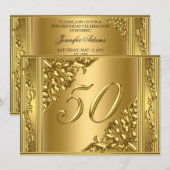 Elegant 50e verjaardag Gold Golden 50 Lijst Kaart (Voorkant / Achterkant)