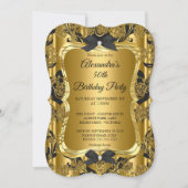 Elegant 50e verjaardag Gold Golden Black 3 Kaart (Voorkant)