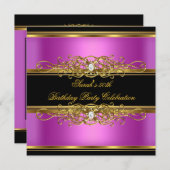 Elegant 50e verjaardag Gold Pink Black Kaart (Voorkant / Achterkant)