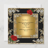 Elegant 50e verjaardag Gold Red Rose Black Kaart (Achterkant)