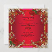 Elegant 50e verjaardag Gold Red Rose Floral Kaart (Achterkant)