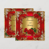 Elegant 50e verjaardag Gold Red Rose Kaart (Voorkant / Achterkant)