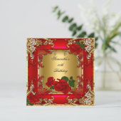 Elegant 50e verjaardag Gold Red Rose Kaart (Staand voorkant)