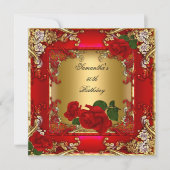 Elegant 50e verjaardag Gold Red Rose Kaart (Voorkant)