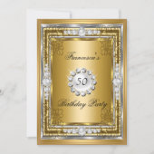 Elegant 50e verjaardag Gold Silver Diamonds Kaart (Voorkant)