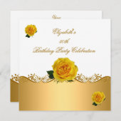 Elegant 50e verjaardag Gold Yellow Roses Kaart (Voorkant / Achterkant)