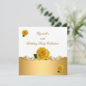 Elegant 50e verjaardag Gold Yellow Roses Kaart (Staand voorkant)