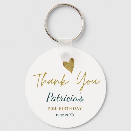Elegant 50e verjaardag Green Gold Hartelijk dank Sleutelhanger (Voorkant)
