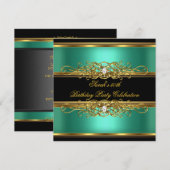 Elegant 50e verjaardag Jade Green Gold Black Kaart (Voorkant / Achterkant)