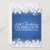 Elegant 50e verjaardag Magic Sparkle Blue Kaart (Achterkant)