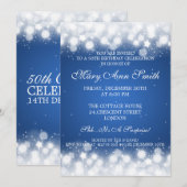 Elegant 50e verjaardag Magic Sparkle Blue Kaart (Voorkant / Achterkant)