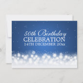 Elegant 50e verjaardag Magic Sparkle Blue Kaart (Achterkant)