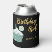 Elegant 50e verjaardag meisje cupcake partij zwart blikjeskoeler (Blikje Voorkant)