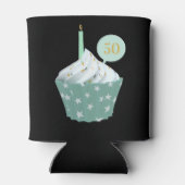 Elegant 50e verjaardag meisje cupcake partij zwart blikjeskoeler (Achterkant)