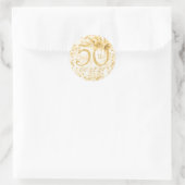 Elegant 50e verjaardag Moderne marmer Gold Ronde Sticker (Tas)