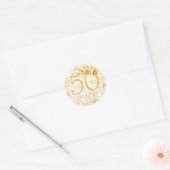 Elegant 50e verjaardag Moderne marmer Gold Ronde Sticker (Envelop)