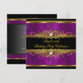 Elegant 50e verjaardag Pink Plum Gold Damask Kaart (Voorkant / Achterkant)