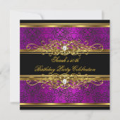 Elegant 50e verjaardag Pink Plum Gold Damask Kaart (Voorkant)