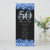 Elegant 50e verjaardag Programma Blauw met Menu (Staand voorkant)