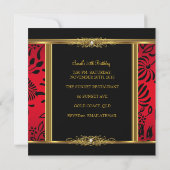 Elegant 50e verjaardag Red Black Gold Damask Kaart (Achterkant)